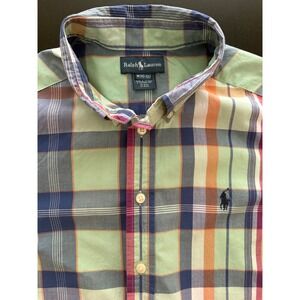 Polo Ralph Lauren Boys Button Up Shirt Size Medium (10-12) Plaid Short Sleeve‎